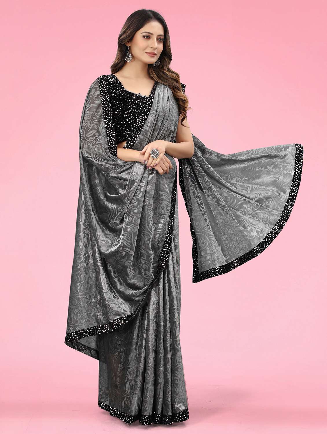 women self design embellished saree with blouse
