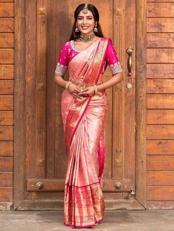 women self design banarasi saree with blouse