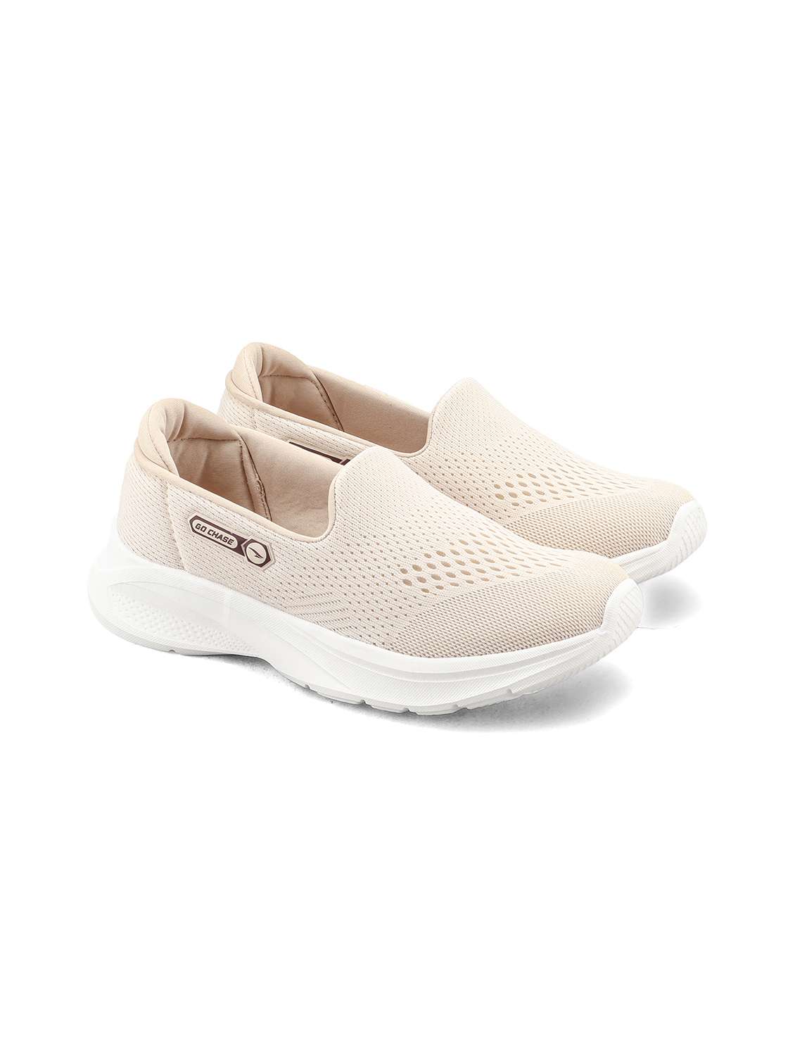 women beige slip on casual shoe