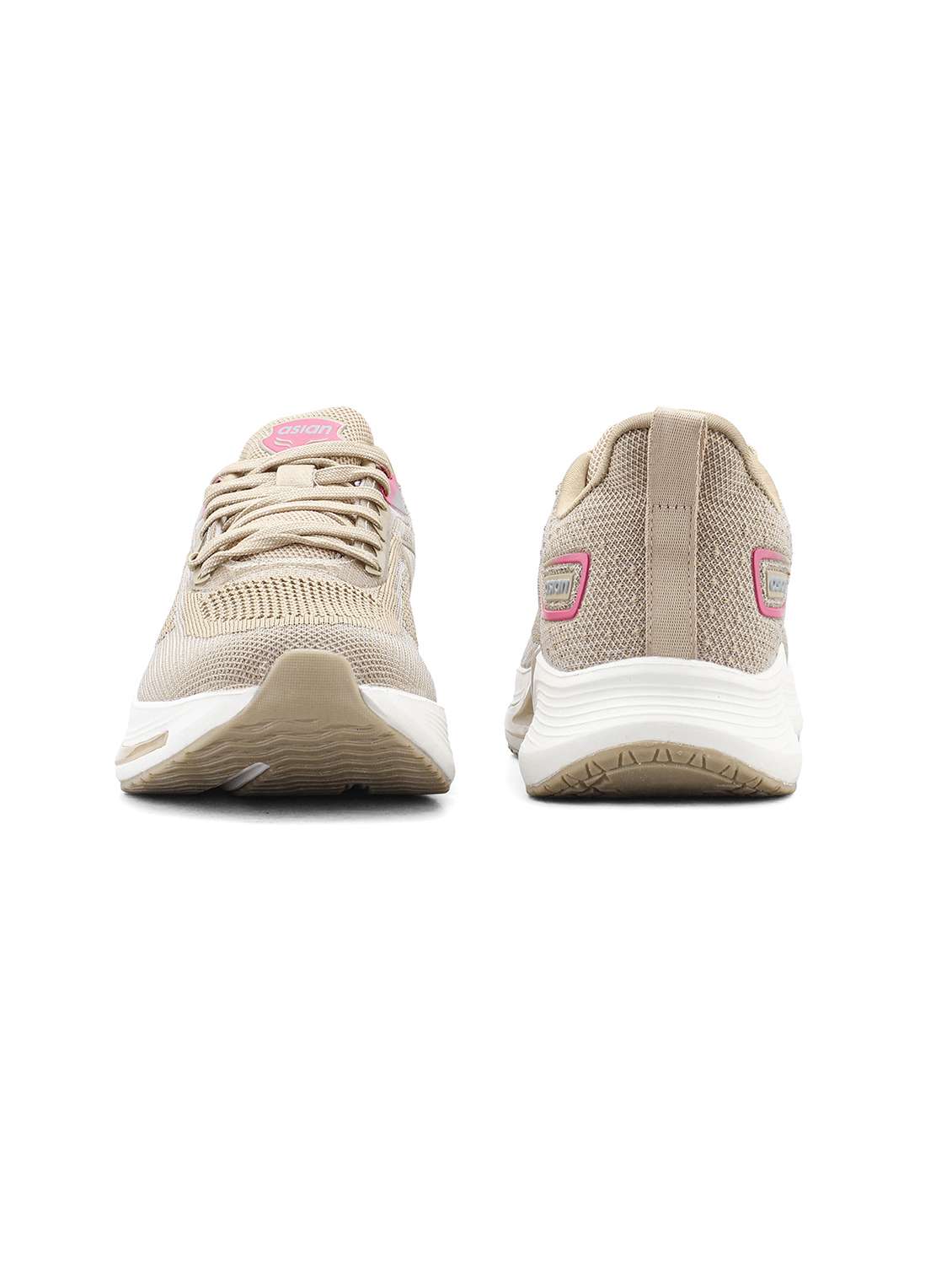 beige mesh laceup sports shoes - 22456526 -  Standard Image - 3