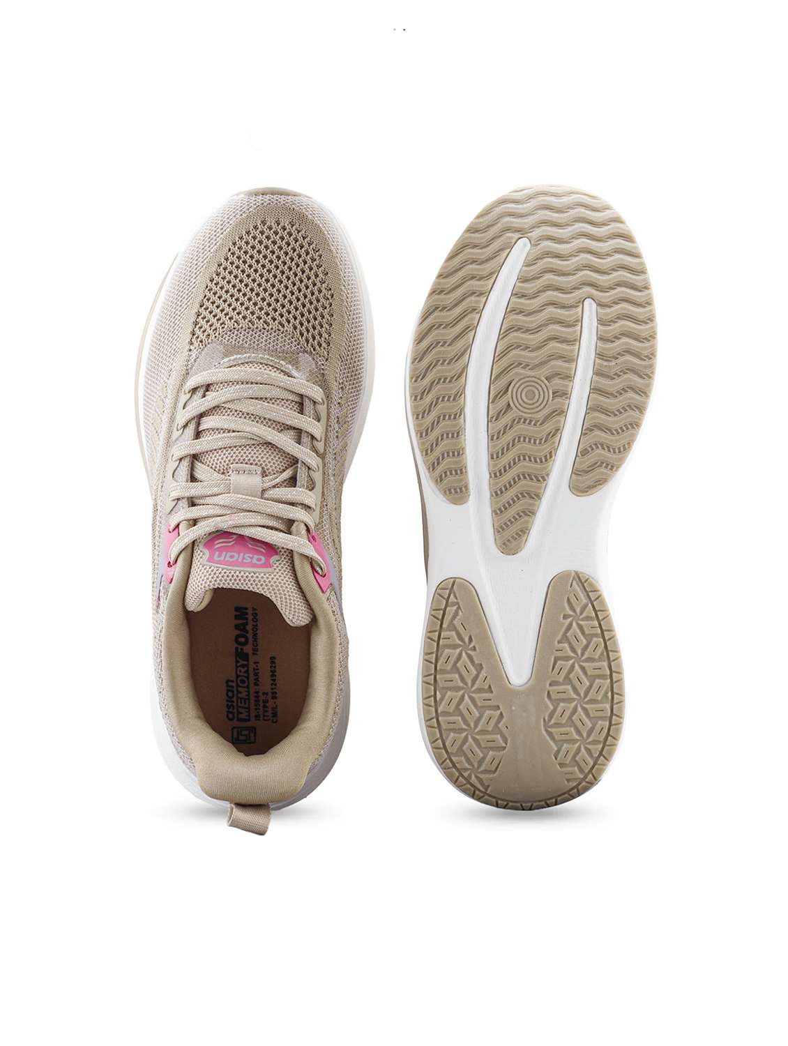 beige mesh laceup sports shoes - 22456526 -  Standard Image - 5