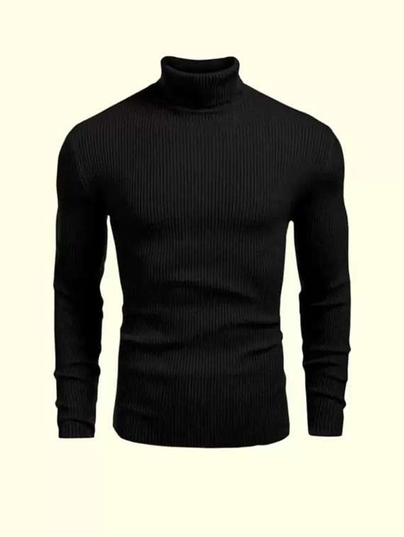 men solid  black cotton blend plain t-shirt