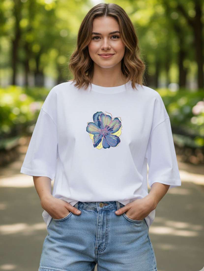 women printed short sleeve oversized t-shirt
