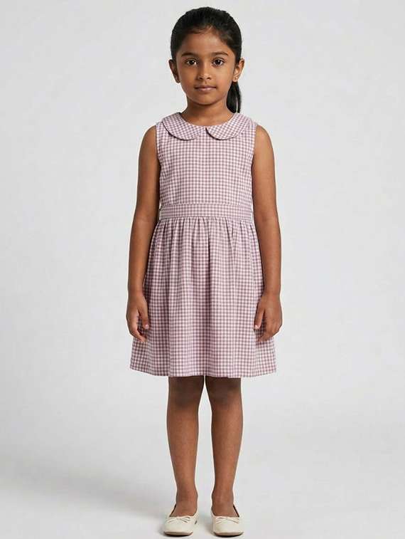 girls solid purple cotton frock