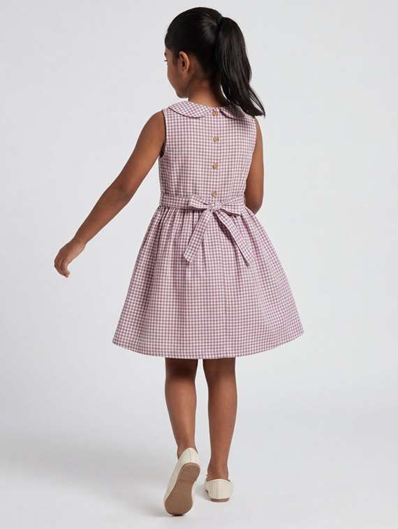 girls solid purple cotton frock - 22456715 -  Standard Image - 3