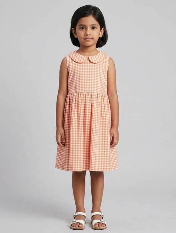 girls orange cotton frock