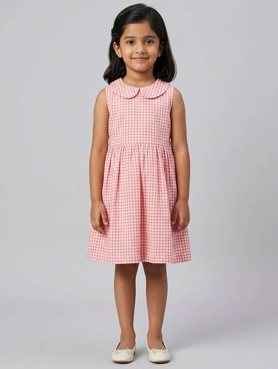 girls pink cotton frock