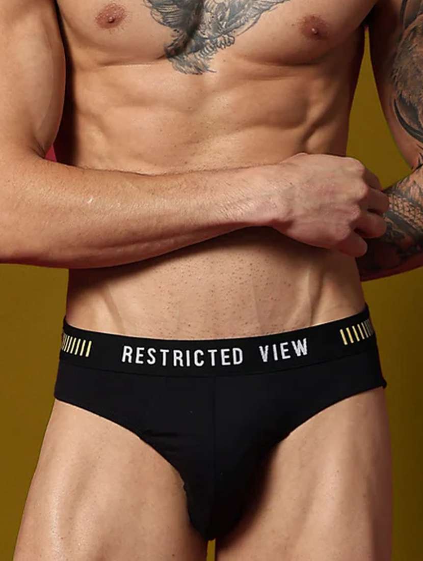 men black cotton blend trunks brief