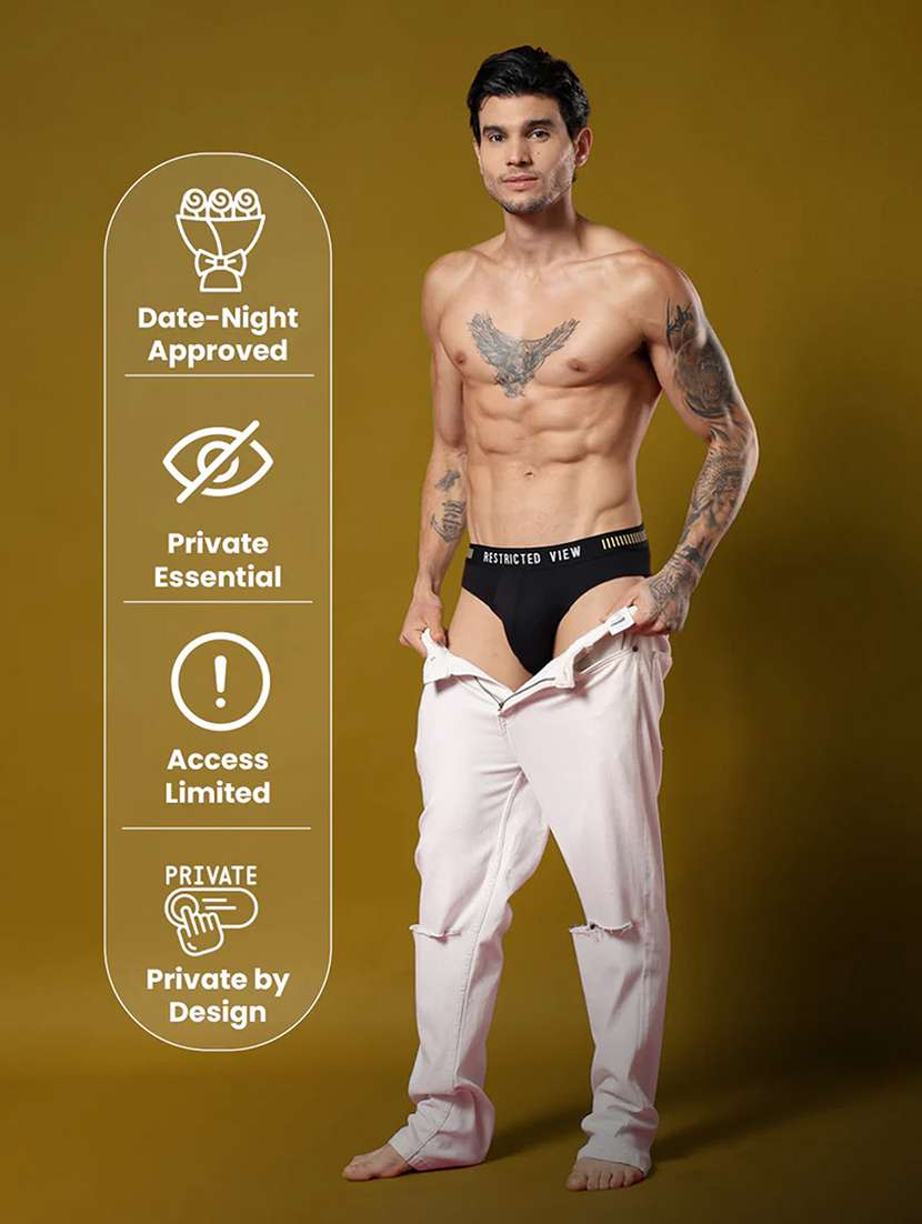 men black cotton blend trunks brief - 22456721 -  Standard Image - 3