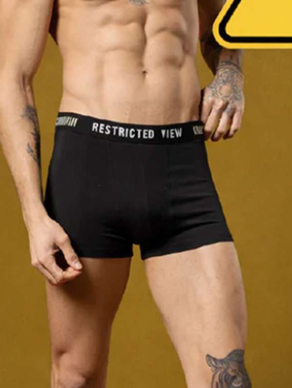 men black cotton blend trunks brief