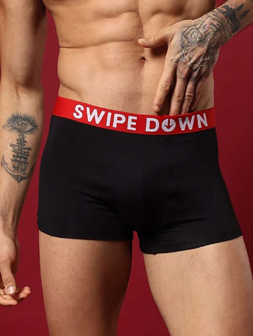 men black cotton blend trunks brief
