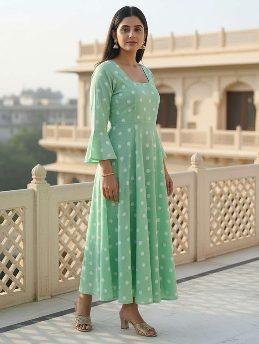 women green rayon flared kurti - 22456747 -  Standard Image - 3