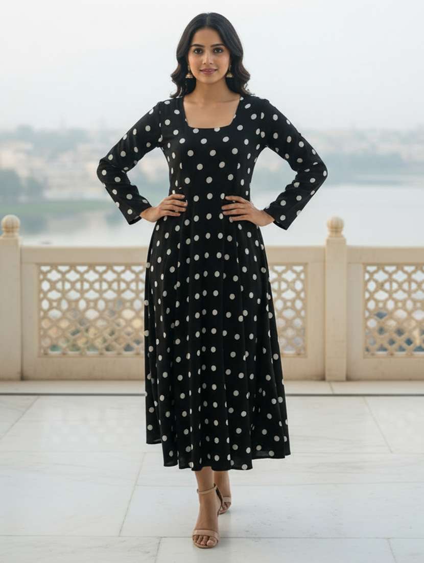 women black rayon flared kurti