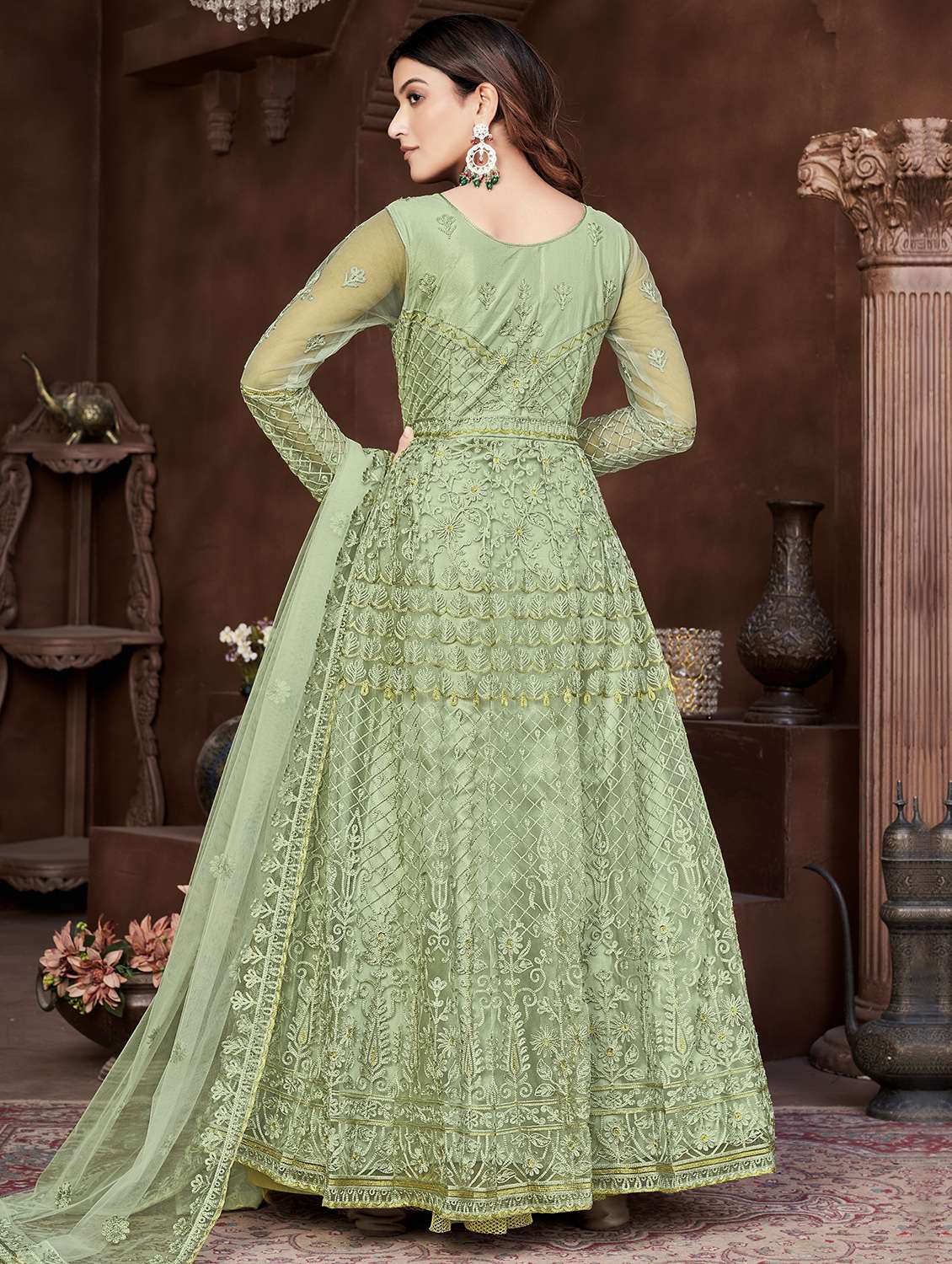 women olive kurta pant set - 22456779 -  Standard Image - 3