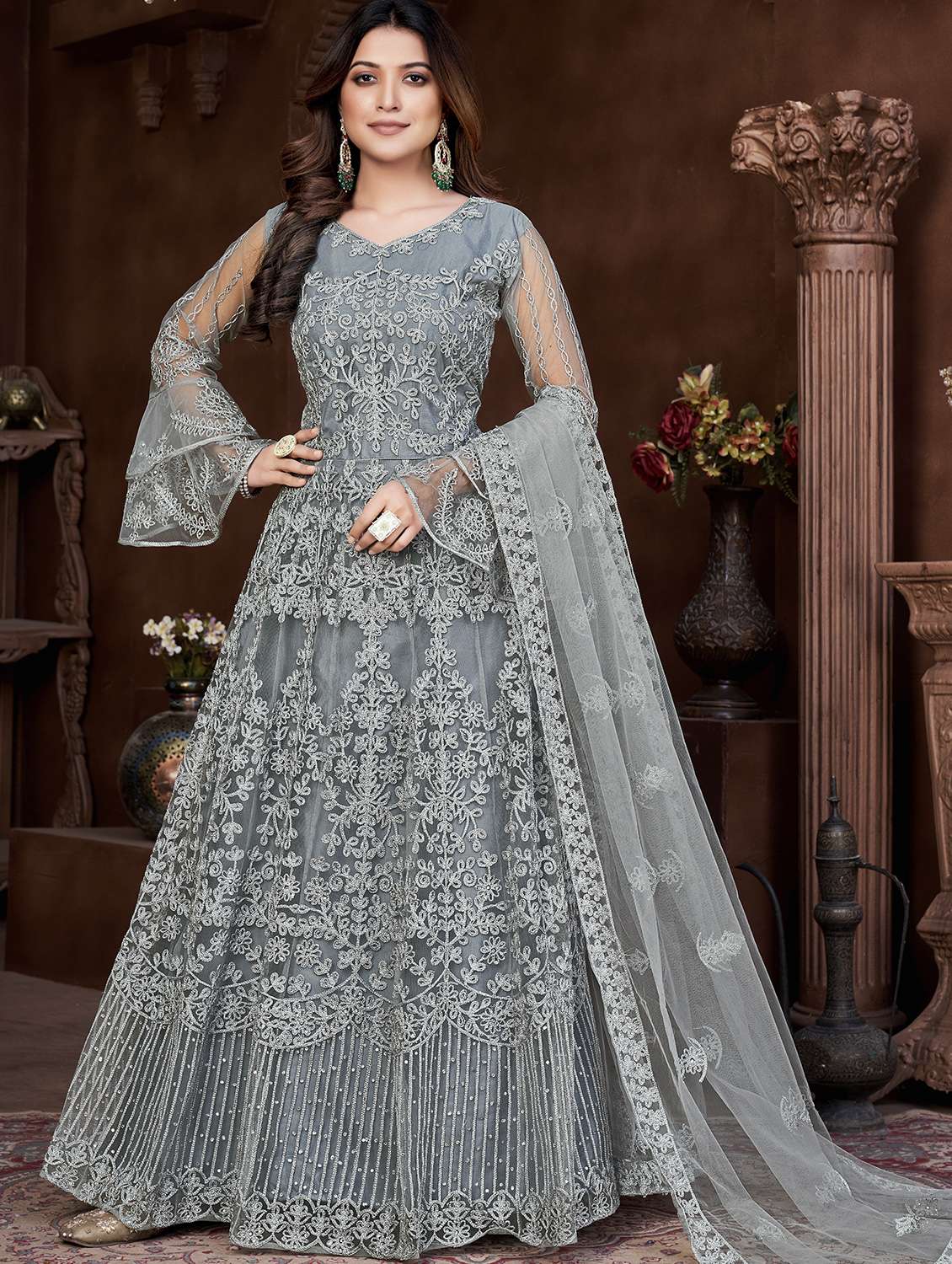 women grey kurta pant set