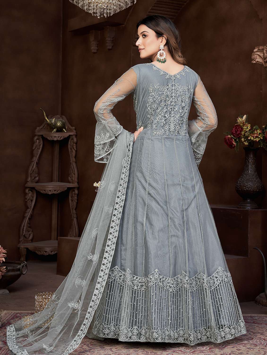 women grey kurta pant set - 22456780 -  Standard Image - 3