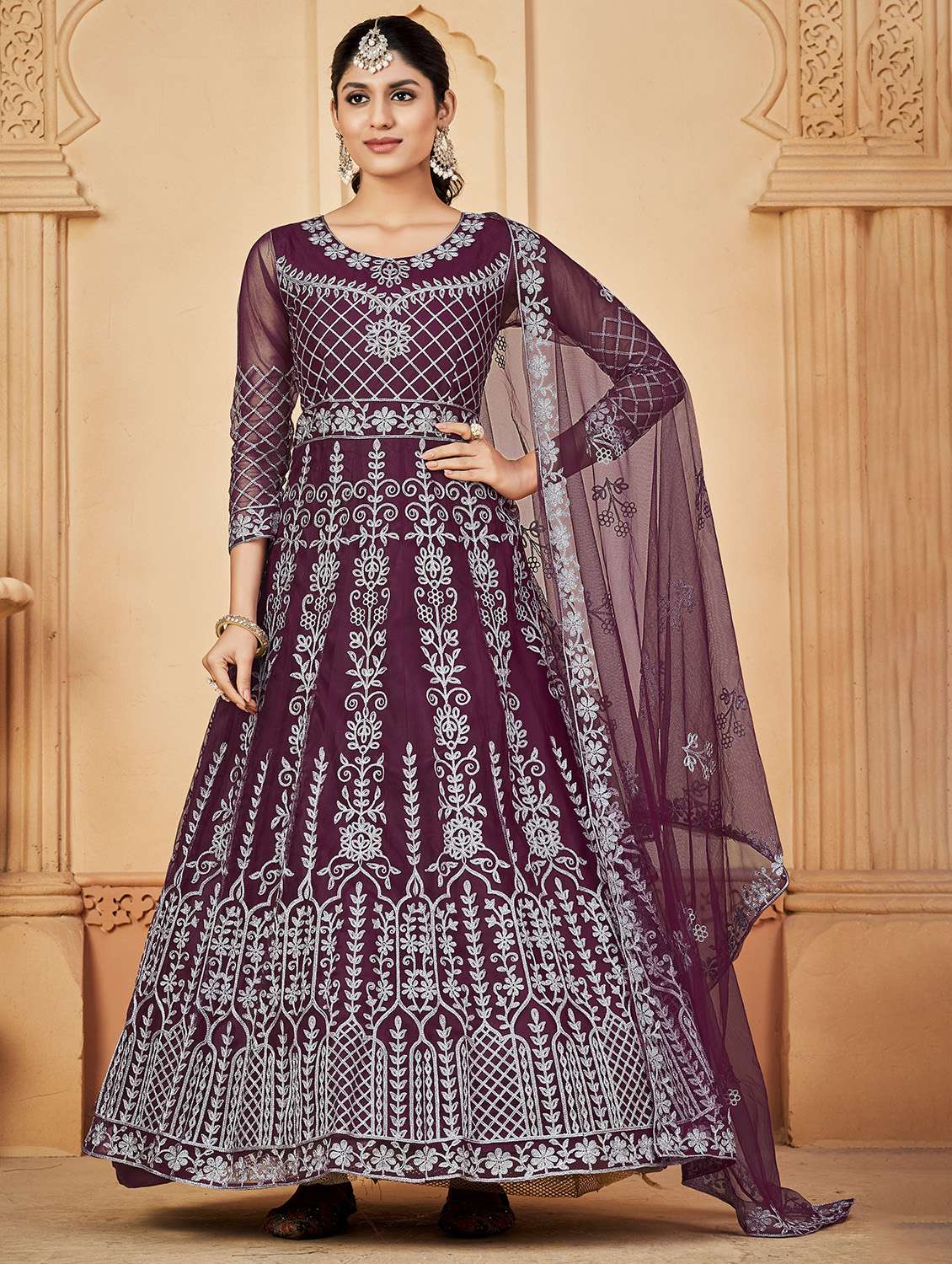 women purple kurta pant set