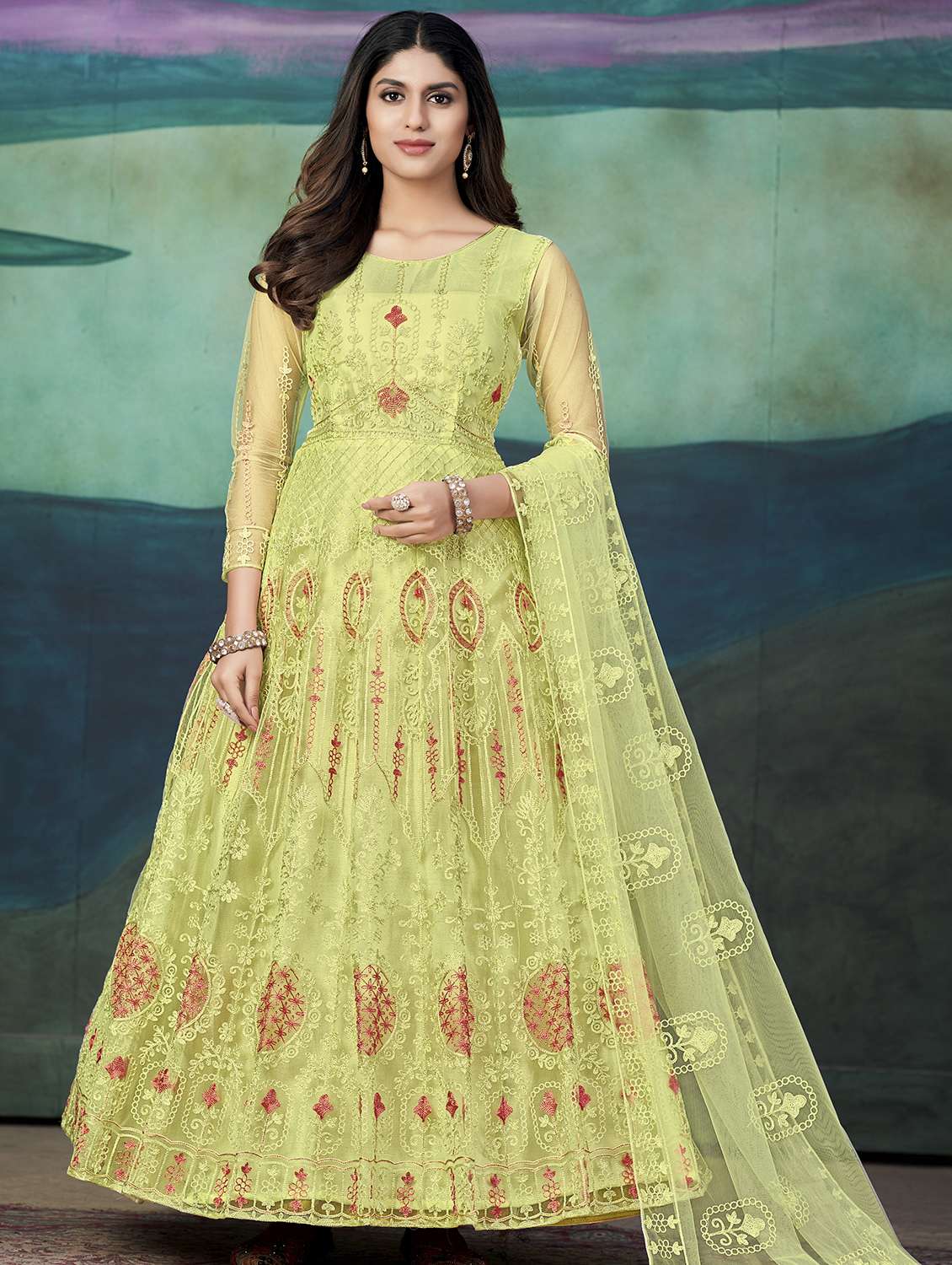 women yellow self design  kurta pant set