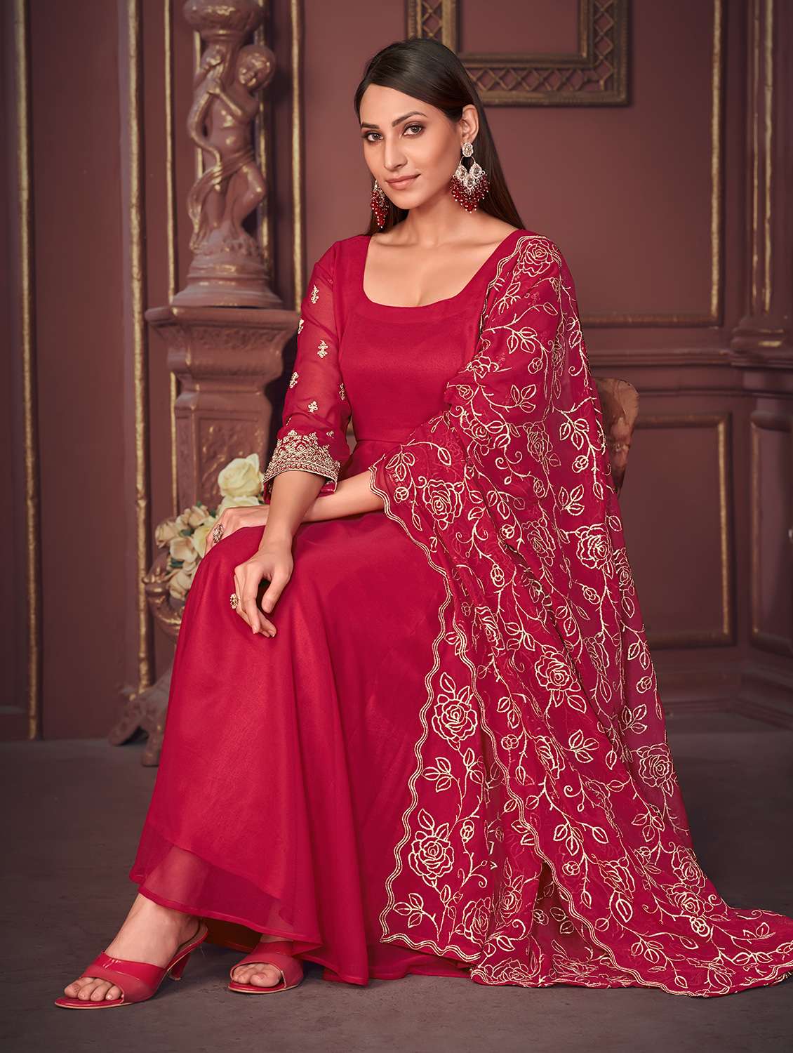 women pink kurta pant set - 22456835 -  Standard Image - 3