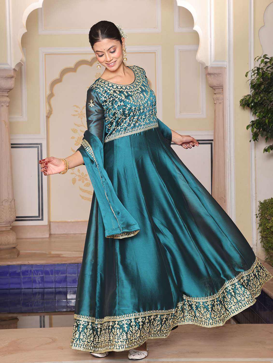 women turquoise kurta pant set - 22456849 -  Standard Image - 3