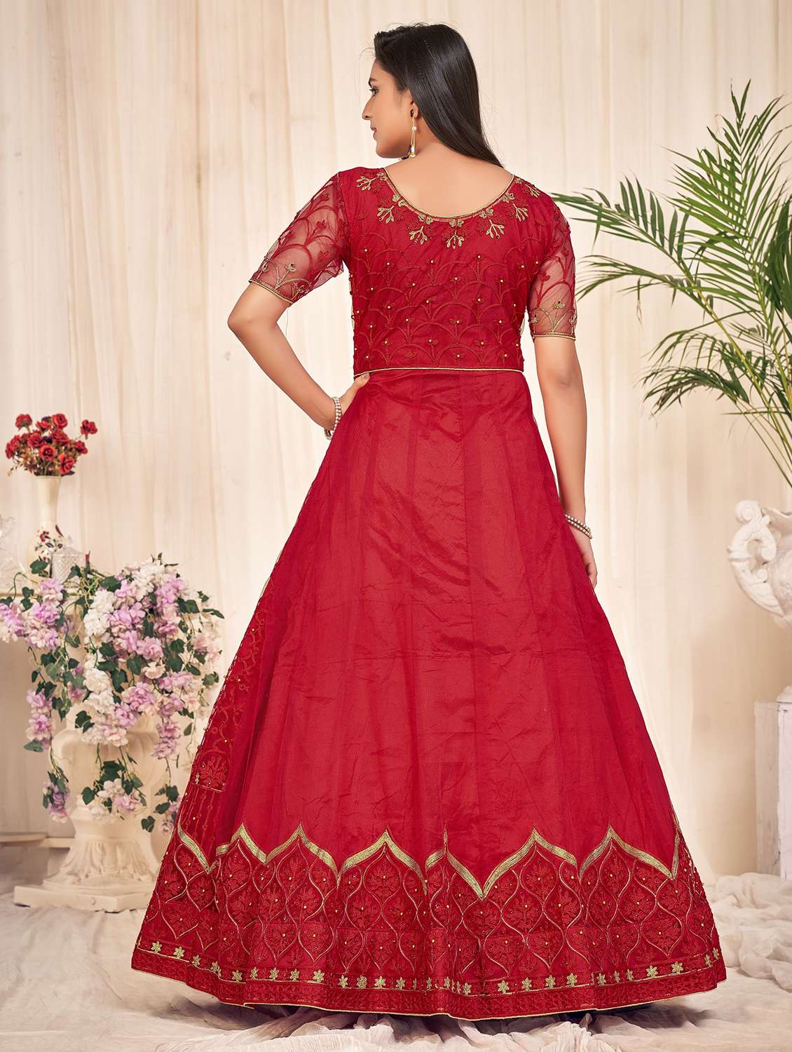 women red kurta pant set - 22456853 -  Standard Image - 3