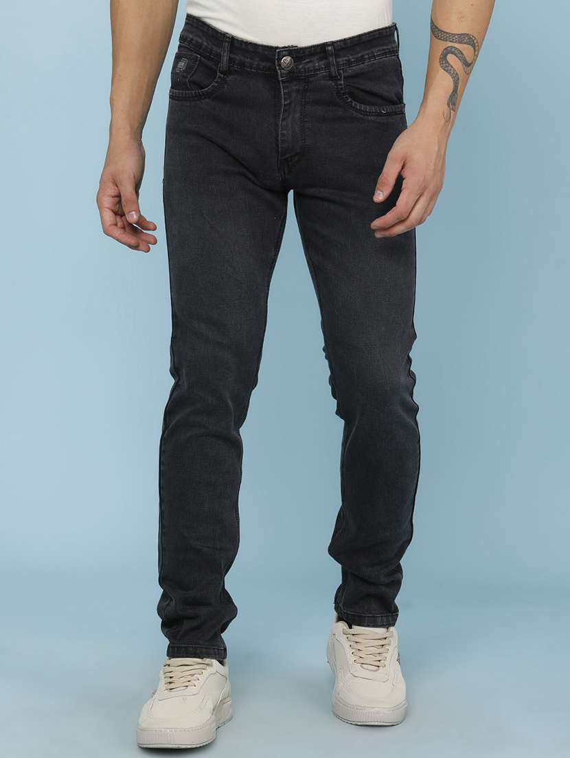 men washed mid rise slim fit jeans