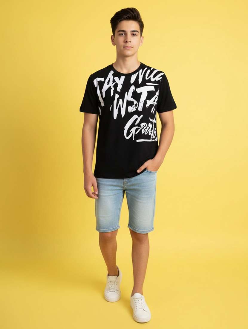 boys printed round neck short sleeves t-shirt