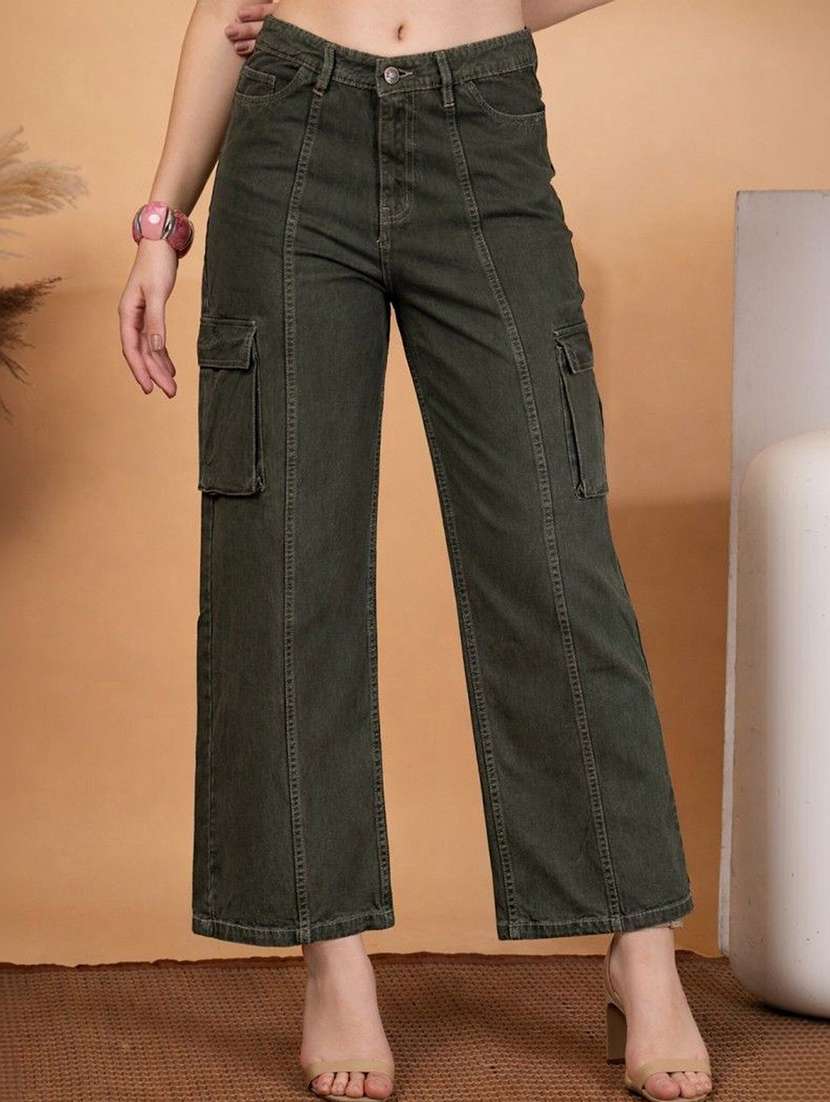 women green denim jeans