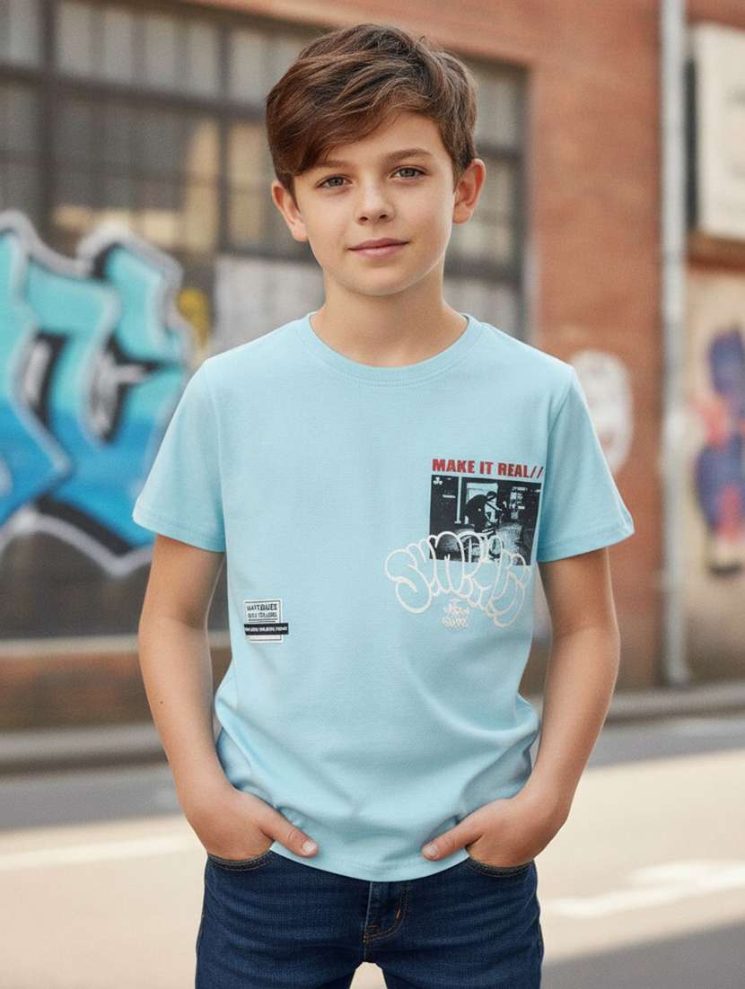 boys printed short sleeves regular fit t-shirt