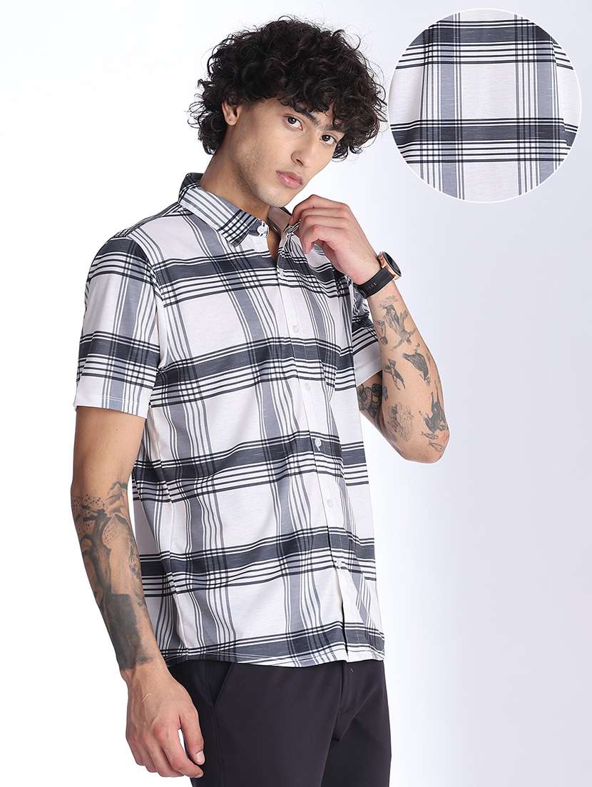 men checkered short sleeve regular fit casual shirt - 22457008 -  Standard Image - 3