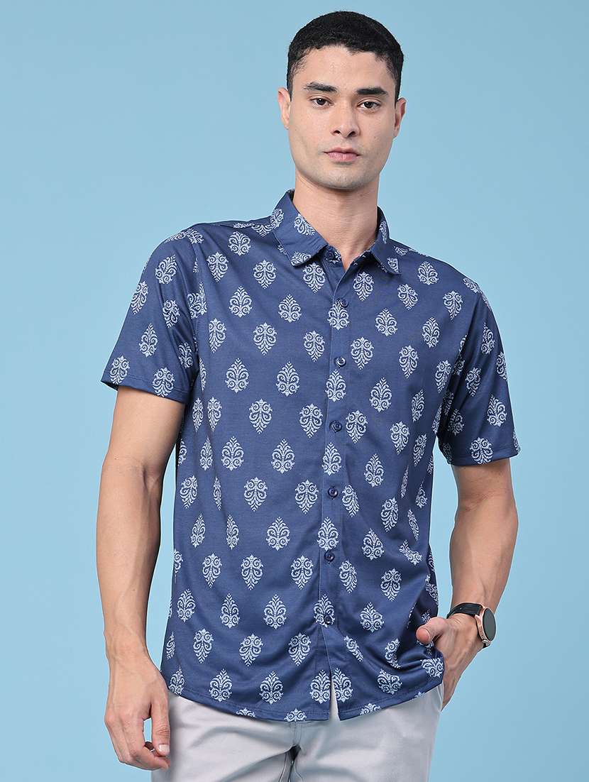 men printed short sleeve regular fit casual shirt - 22457012 -  Standard Image - 3
