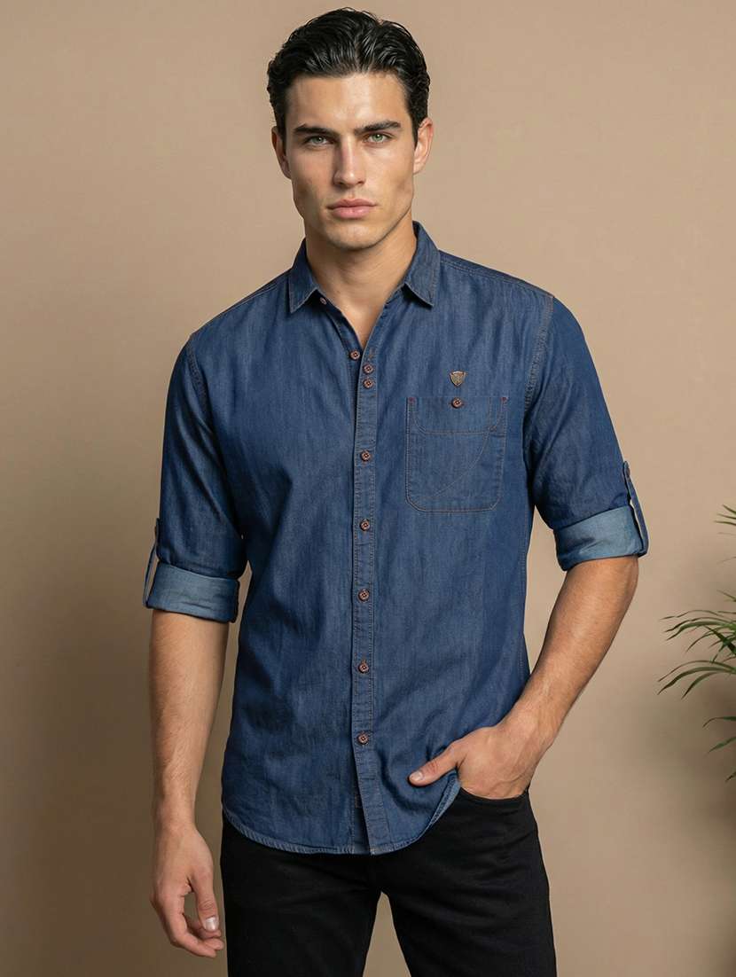 men solid long sleeve regular fit casual shirt