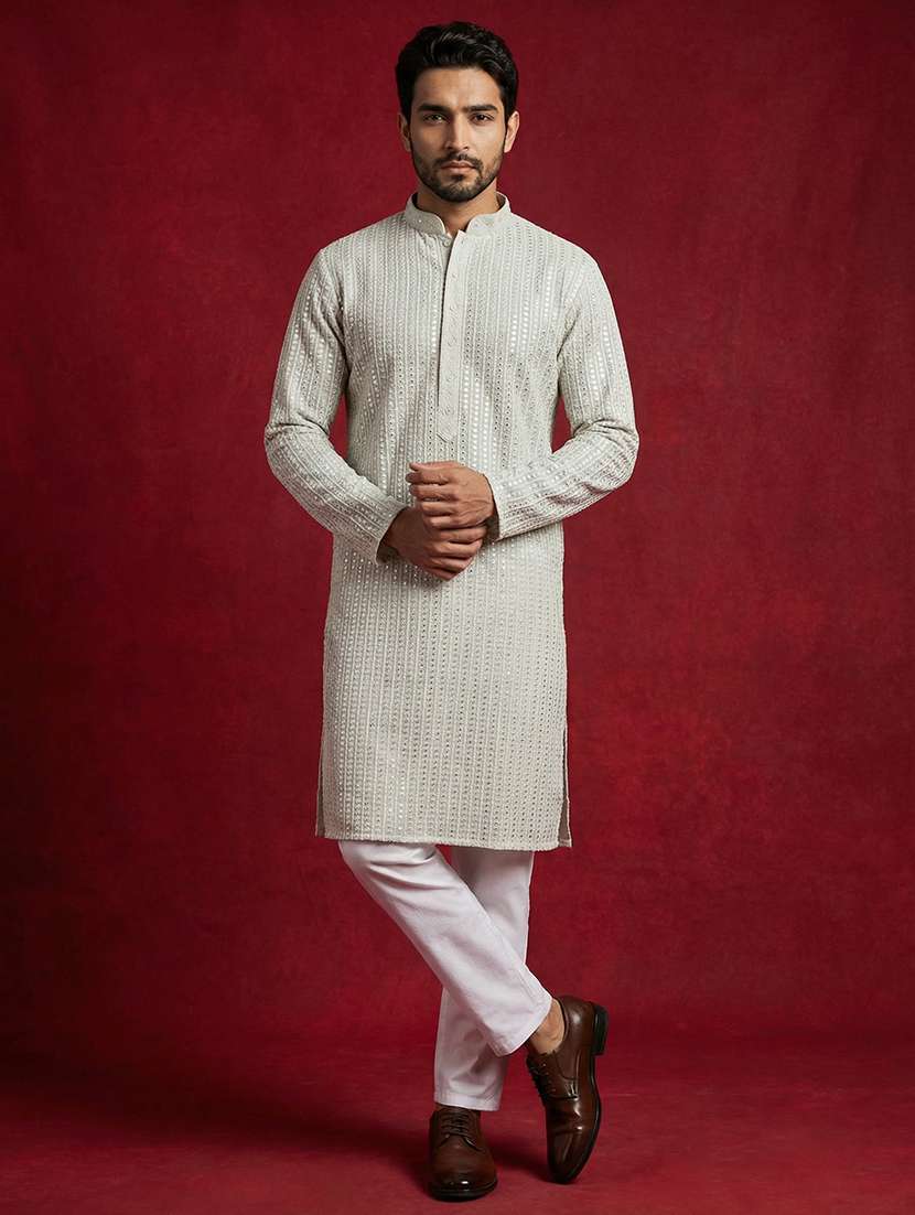 men embroidered kurta and pyjama set 