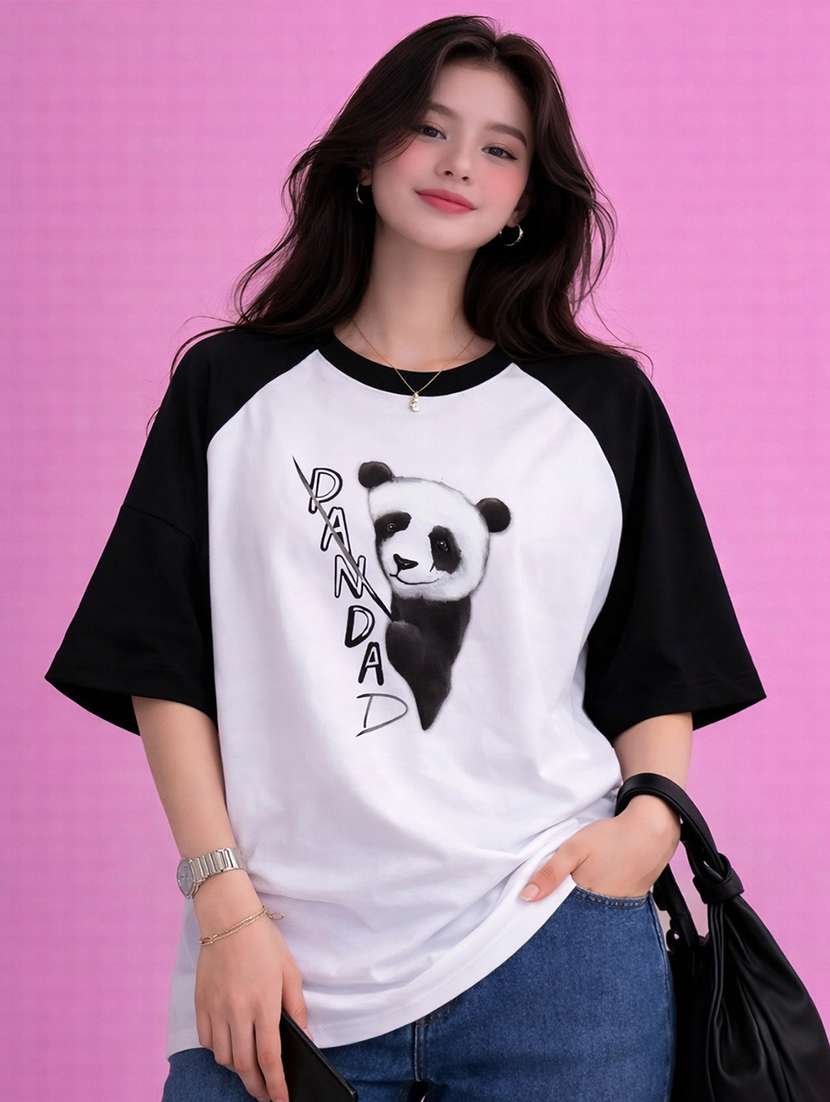 women printed short sleeve oversized t-shirt