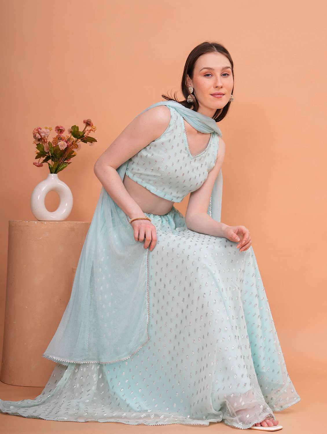 women green flared lehenga - 22457238 -  Standard Image - 5
