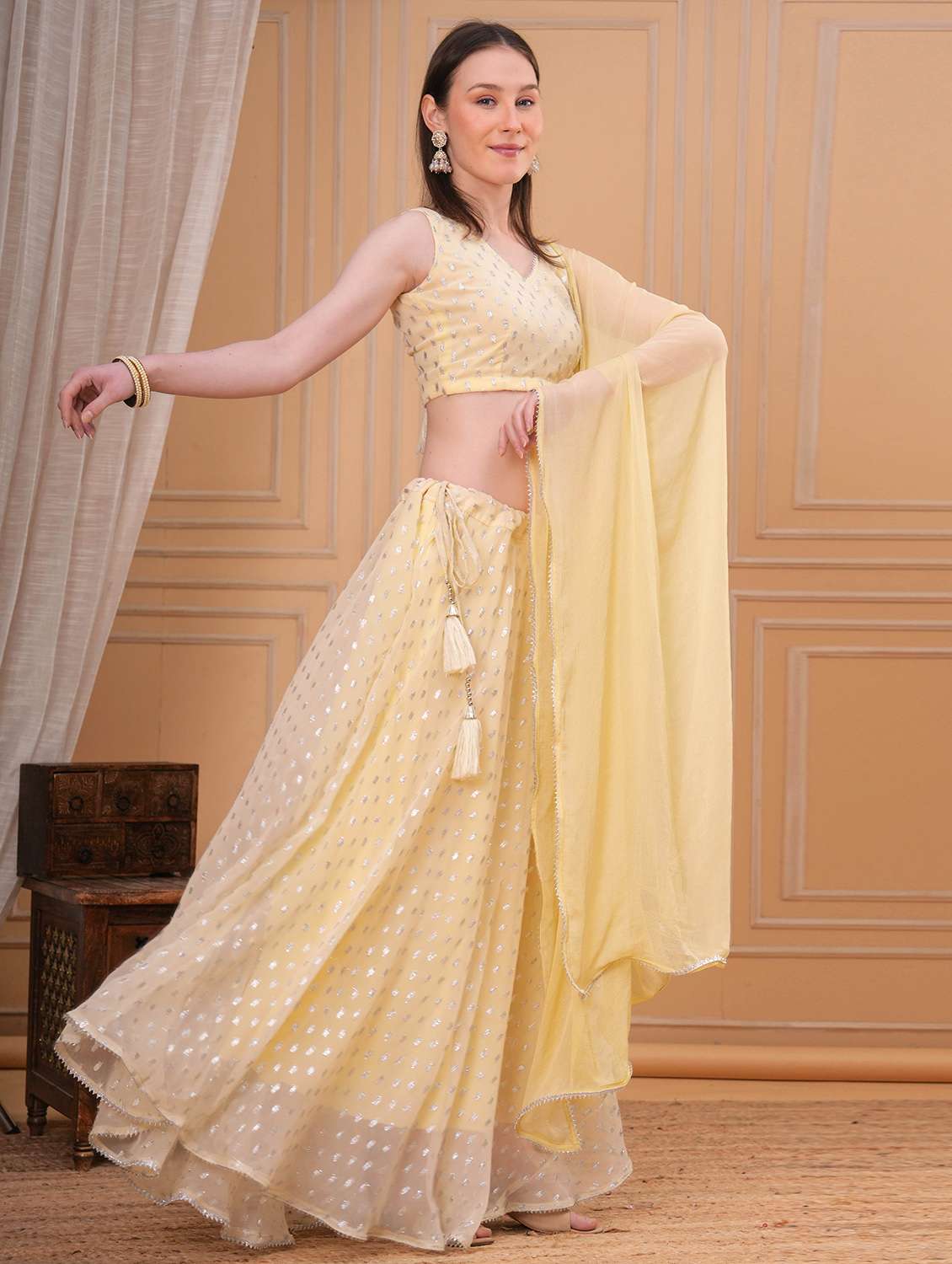 Women Yellow Flared Lehenga - 22457239 -  Standard Image - 5