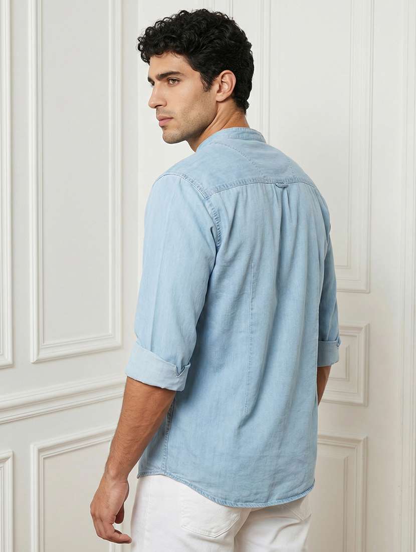 men solid mandarin neck short kurta - 22457240 -  Standard Image - 3