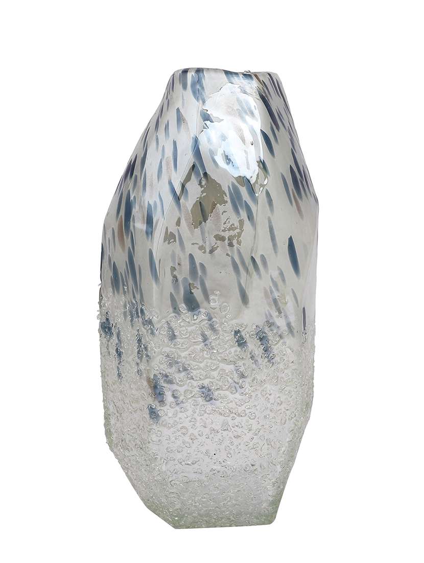white & beige textured glass flower vase - 22457246 -  Standard Image - 3