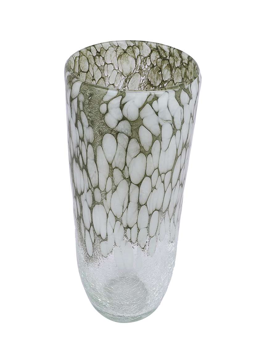 white & beige textured glass flower vase - 22457247 -  Standard Image - 3