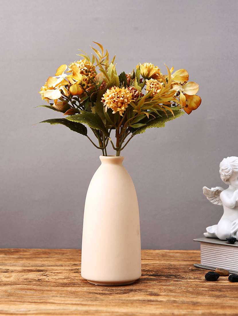 beige textured glass flower vase