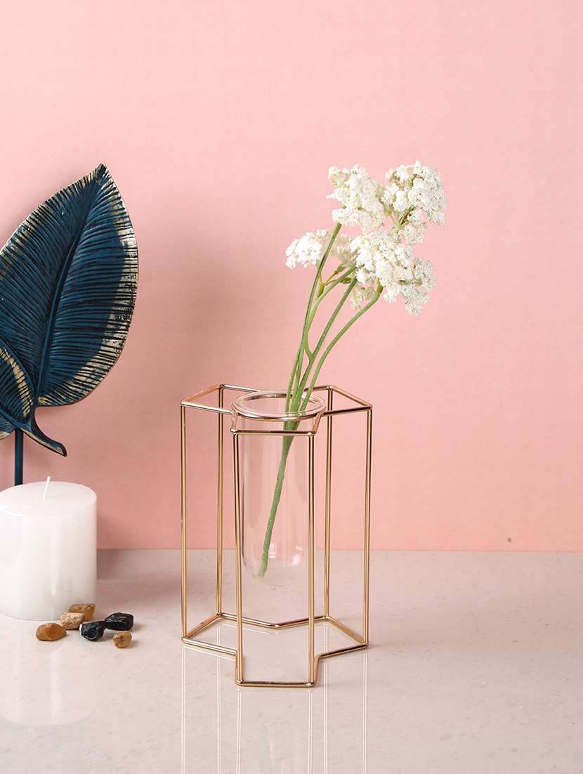 gold textured glass flower vase