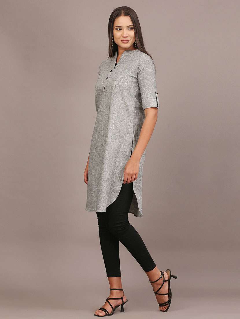 women solid cotton straight kurta - 22457321 -  Standard Image - 5