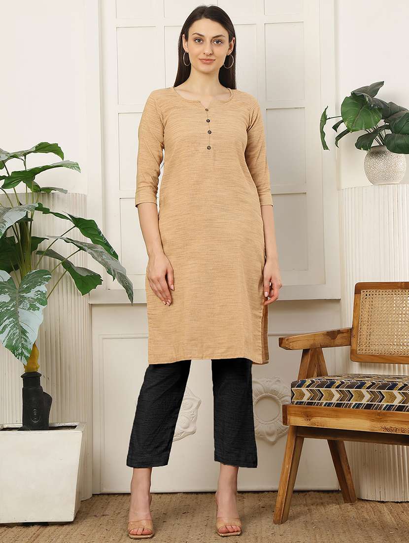 women printed cotton straight kurta