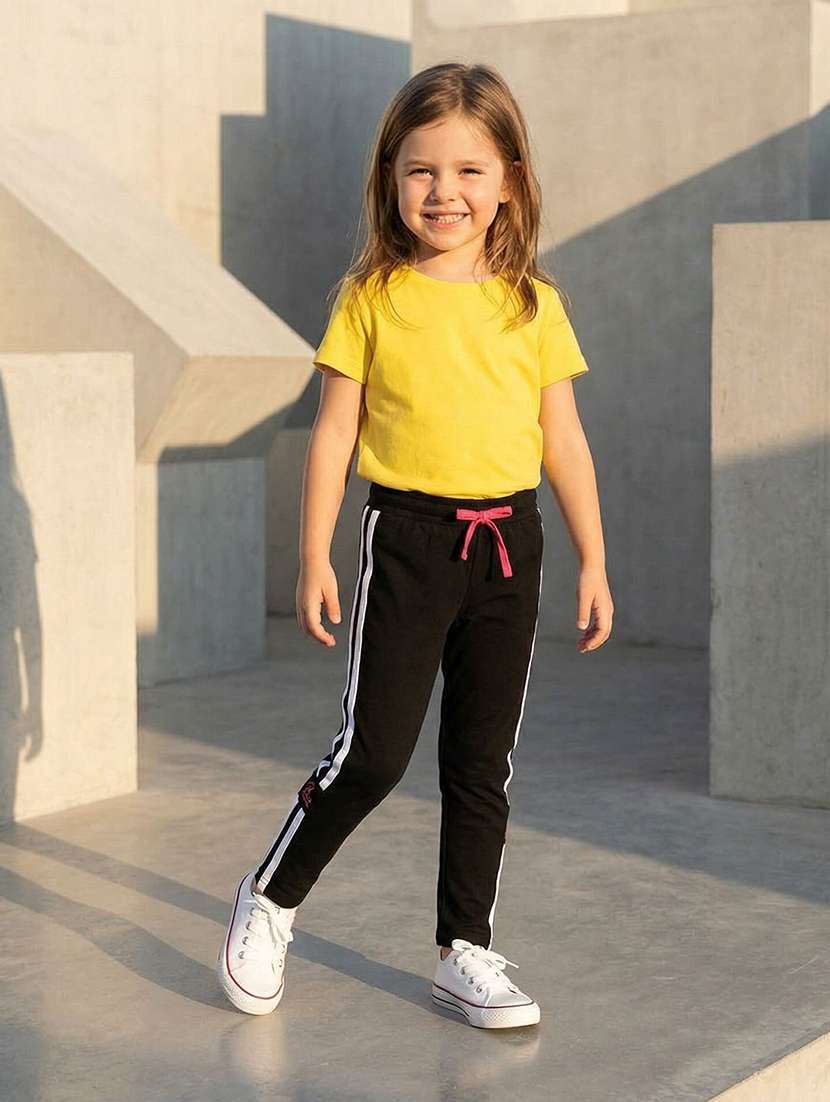 girls side taped mid rise track pant - 22457325 -  Standard Image - 3