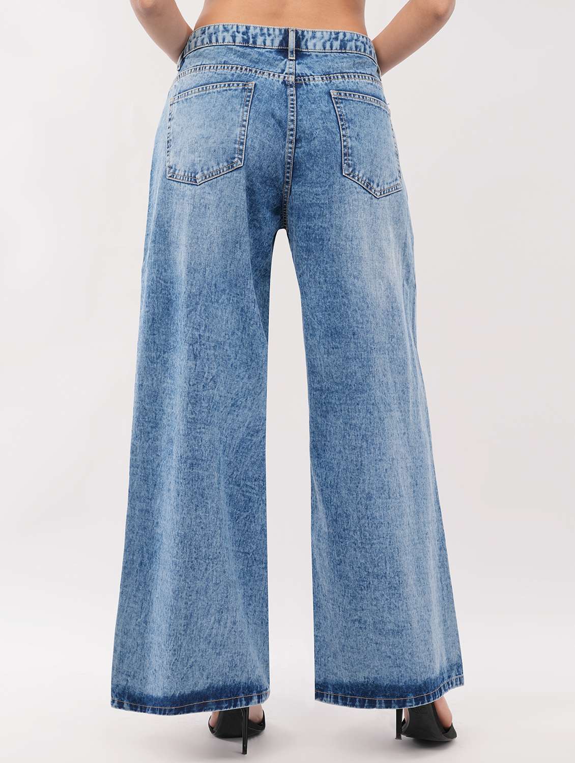 women solid high rise wide leg jean - 22457328 -  Standard Image - 3