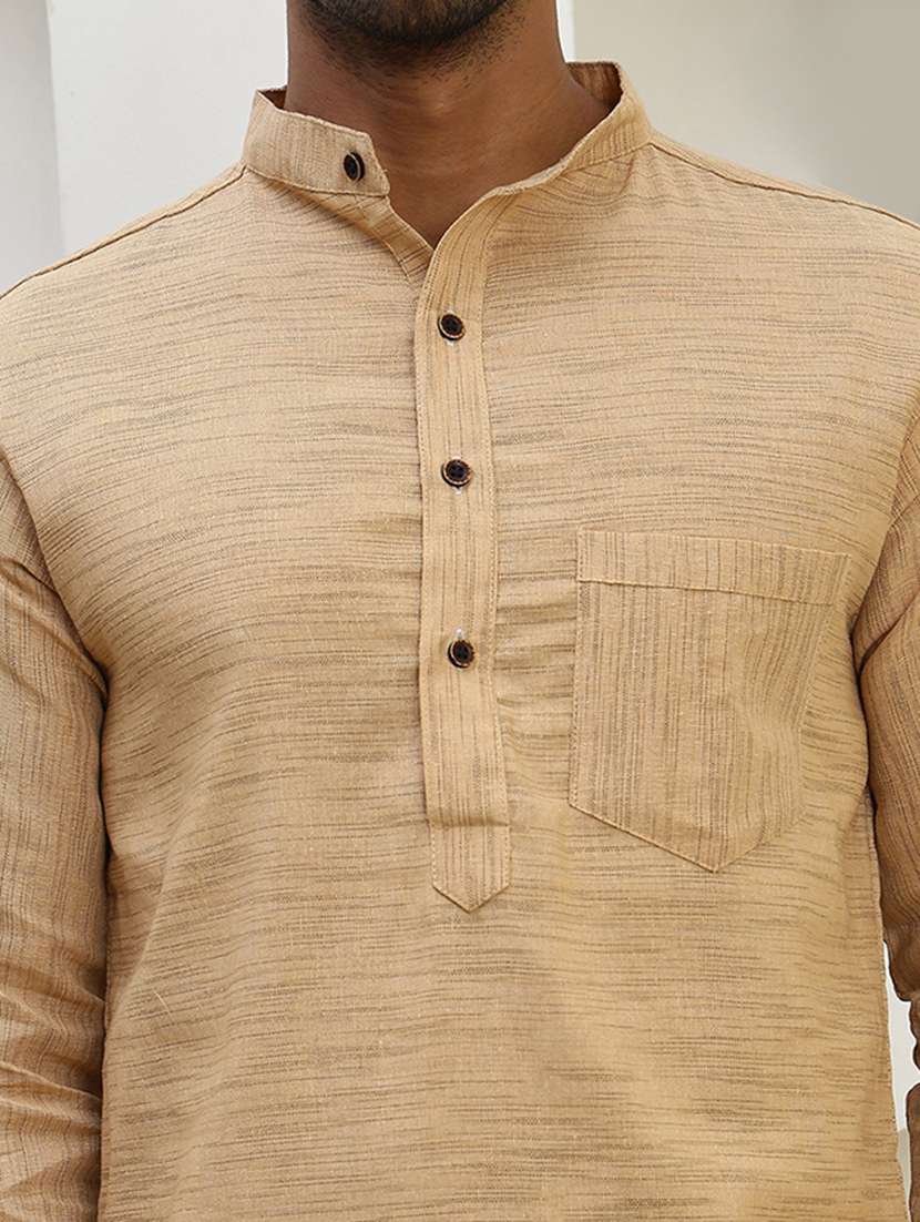 men self design mandarin neck long kurta - 22457336 -  Standard Image - 5
