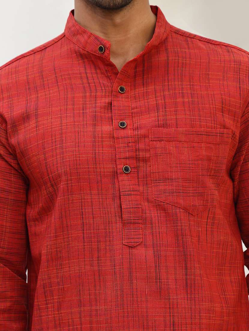 men self design mandarin neck long kurta - 22457338 -  Standard Image - 5
