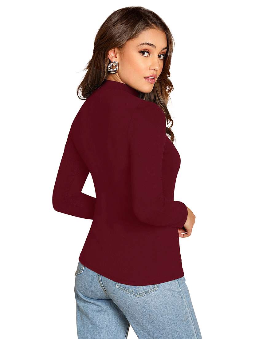 Women Solid Long Sleeve Slim Fit Top - 22457367 -  Standard Image - 3