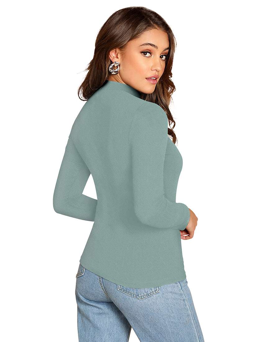 Women Solid Long Sleeve Slim Fit Top - 22457368 -  Standard Image - 3