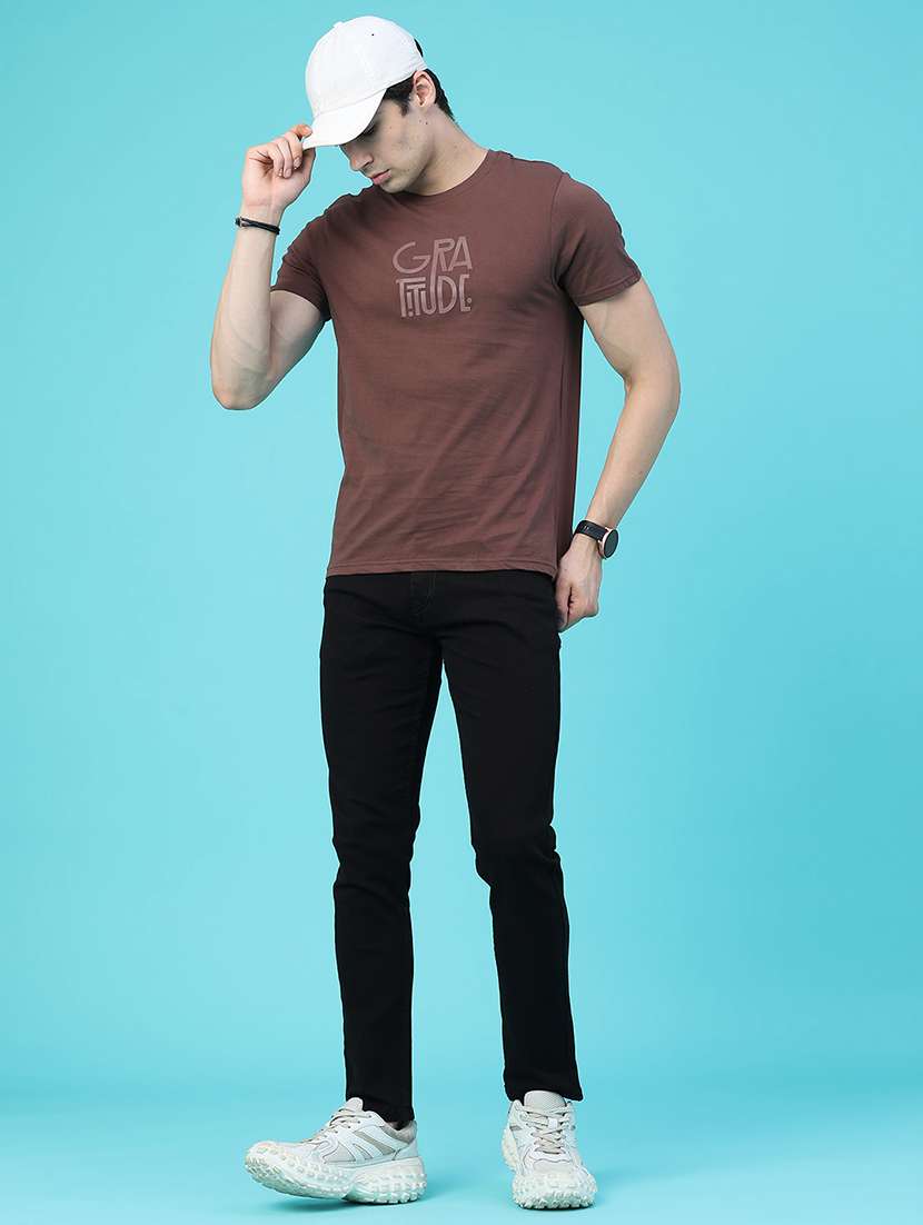 Men Typographic Short Sleeve Slim Fit T-shirt - 22457390 -  Standard Image - 5